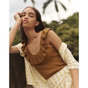 Madewell Wakeford Ruffle Tank Olive Green